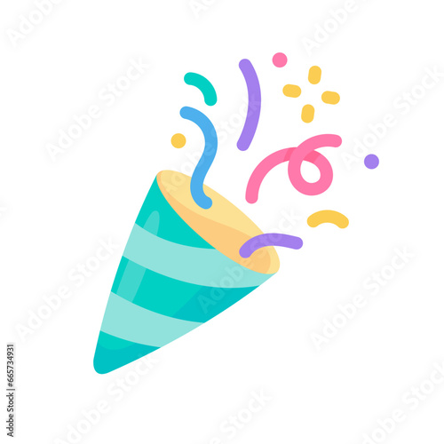 Party poppers explode confetti at birthday party events.