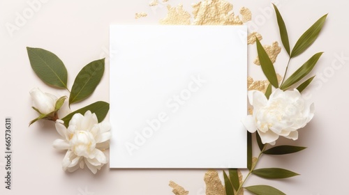 white marriage invitation postcard paper mockup romance letter floral wedding blank paper template