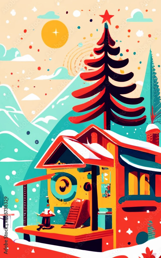 christmas card with house christmas card with house