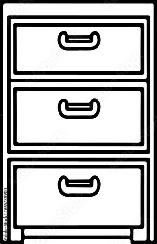 file cabinet in line art on transparent background