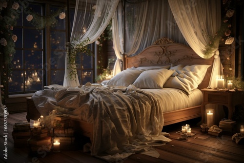 beautiful bedroom. Generative AI