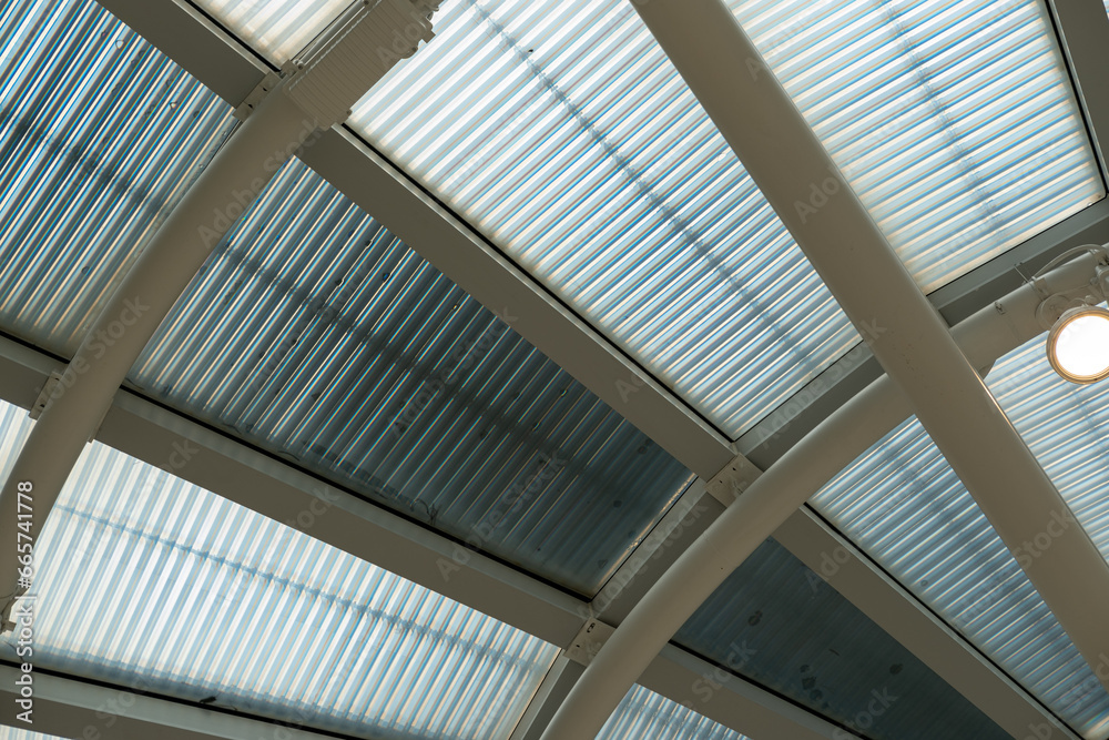 Close up detail of skylight structure Close up detail of skylight structure