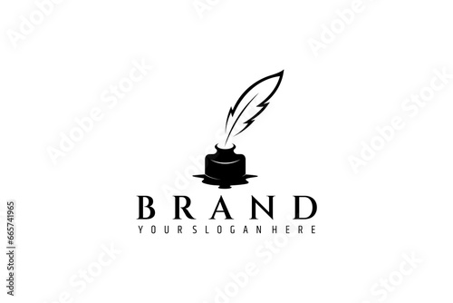 feather ink logo design vector silhouette