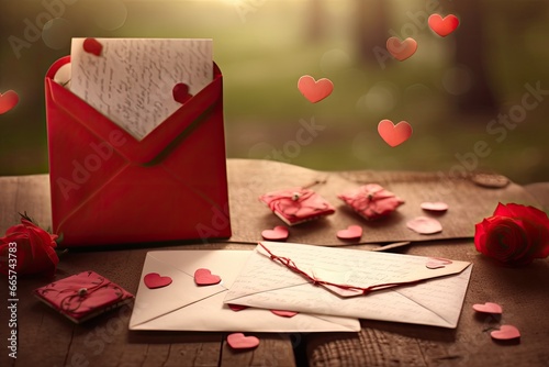 Love notes and letters with hearts