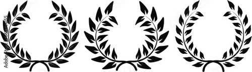 Set of vintage decorative floral wreathes. Abstract laurel wreath frame vector illustration. Black nomination circle frame, laurel festival vector art.