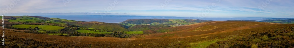 Aerial view of the Dunkery hill, the highest point of Exmoor, England