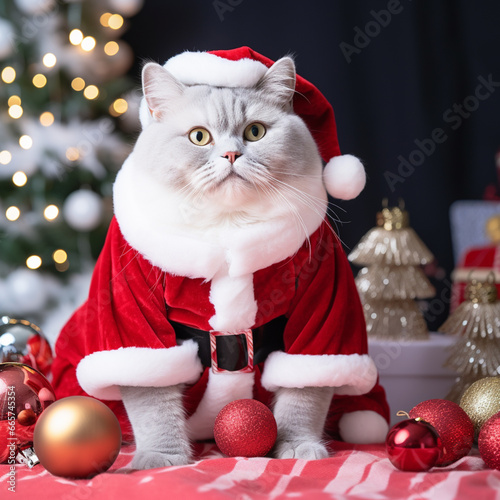 Cats celebrating Christmas, from various breeds and locations. photo