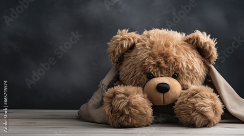 Child abuse concept. Teddy bear covering eyes. © Rawf8
