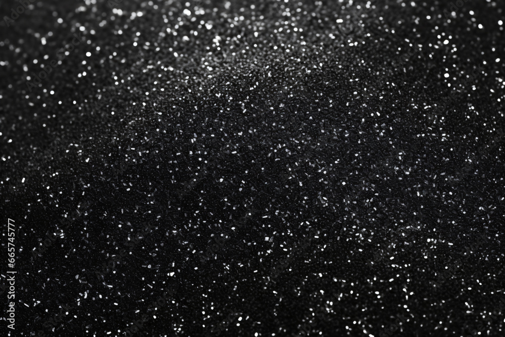 Black glitter texture made up of small particles unevenly distributed. Black glitter texture made up of small particles unevenly distributed.