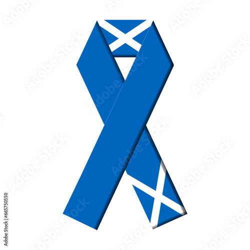 Flag of Scotland in ribbon design, blue and white arrows on white photo