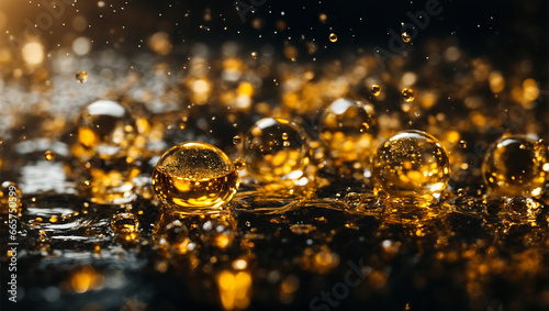 Falling drops of oil. Splash effect after collision a falling drops with water Surface