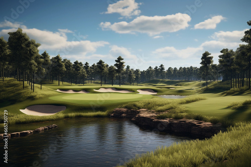 Golf course and beautiful summer landscape. © pavlofox