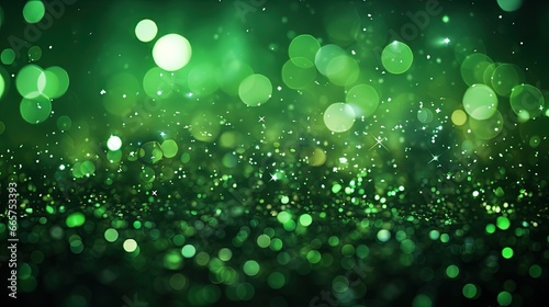 Abstract Bokeh Green Glitter Background 
