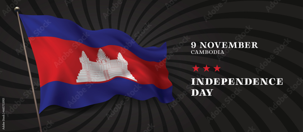 Cambodia independence day vector banner, greeting card. Cambodia independence day vector banner, greeting card.
