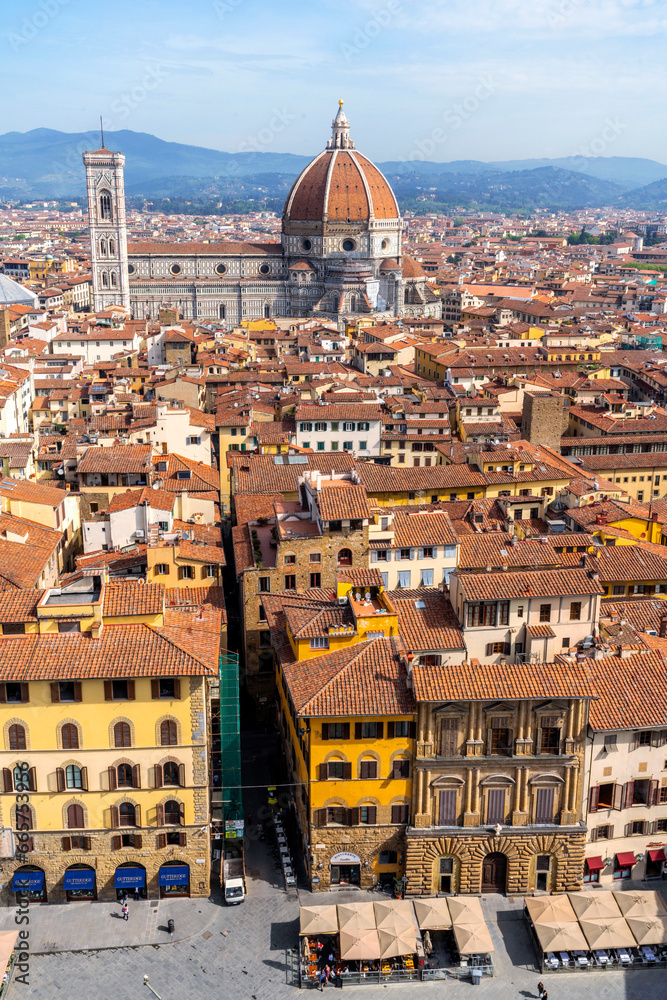 Panoramic View over Florence with the Cathedral,Duomo,.Florence,Tuscany,Italy,Europe