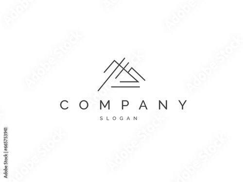Real estate logo modern simple vector. Linear House symbol can be use for company, property, construction. Business company building Logo Design element on white background.