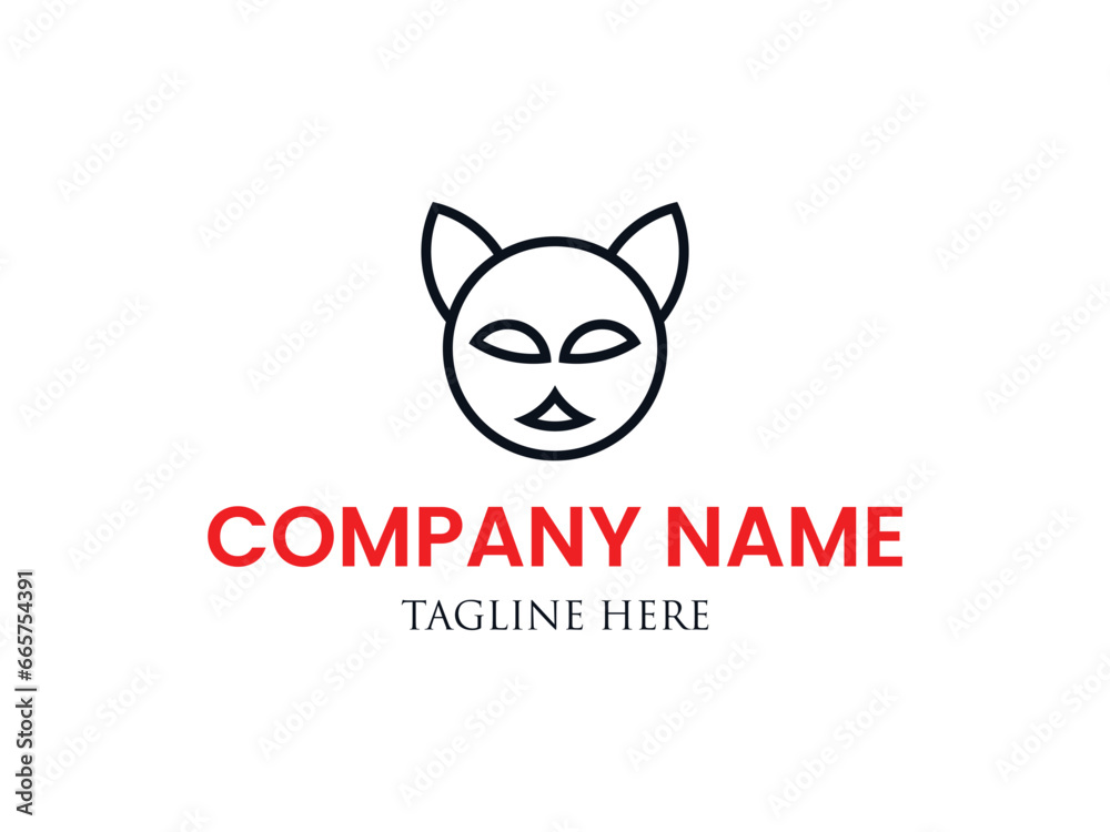 Cat head logo design vector template 