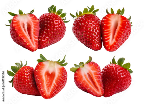set of strawberries isolated 