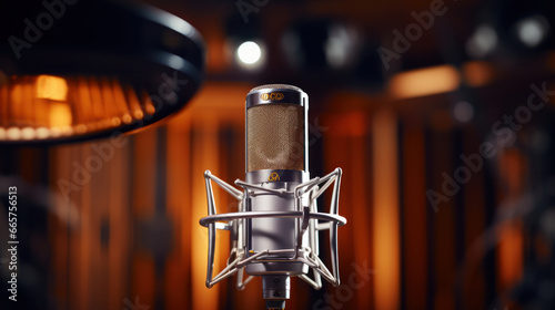 Studio Condenser Microphone For Recording Audio And Vocals, Recording Studio. For Cinema, Music, Video Games Or Podcast. Generative AI