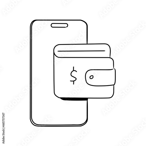 Convenient Digital Wallet Handdrawn Icon