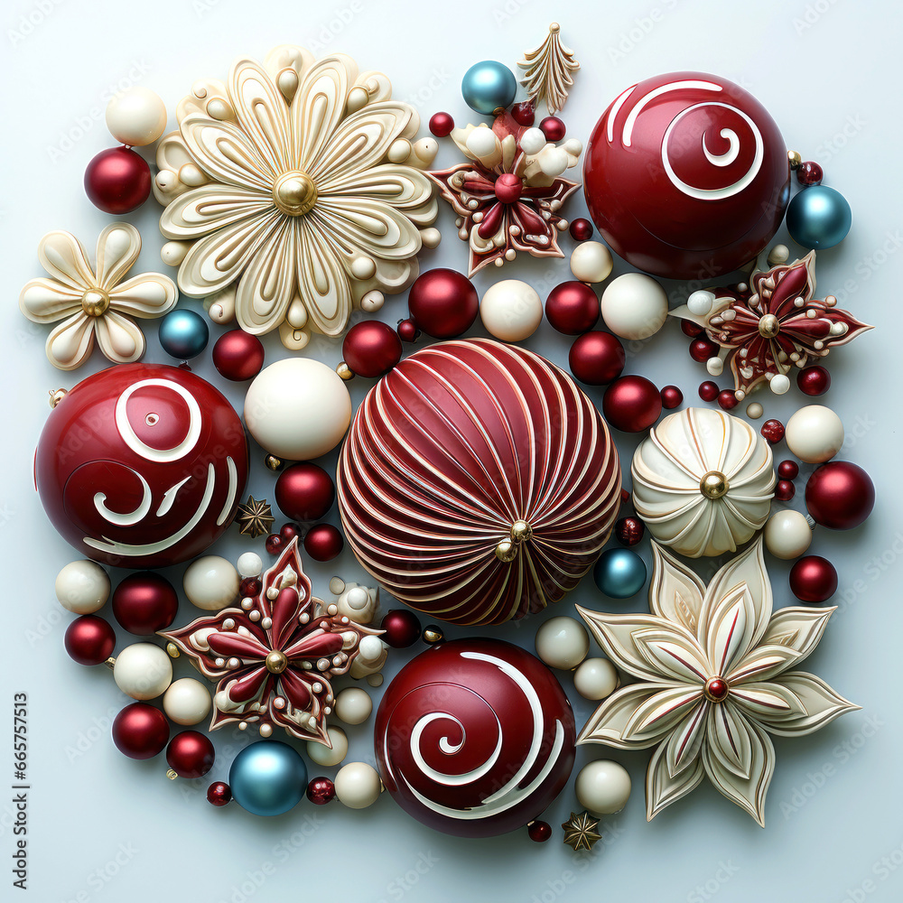 Christmas Elements White Background Isolated Generative AI Christmas Elements White Background Isolated Generative AI