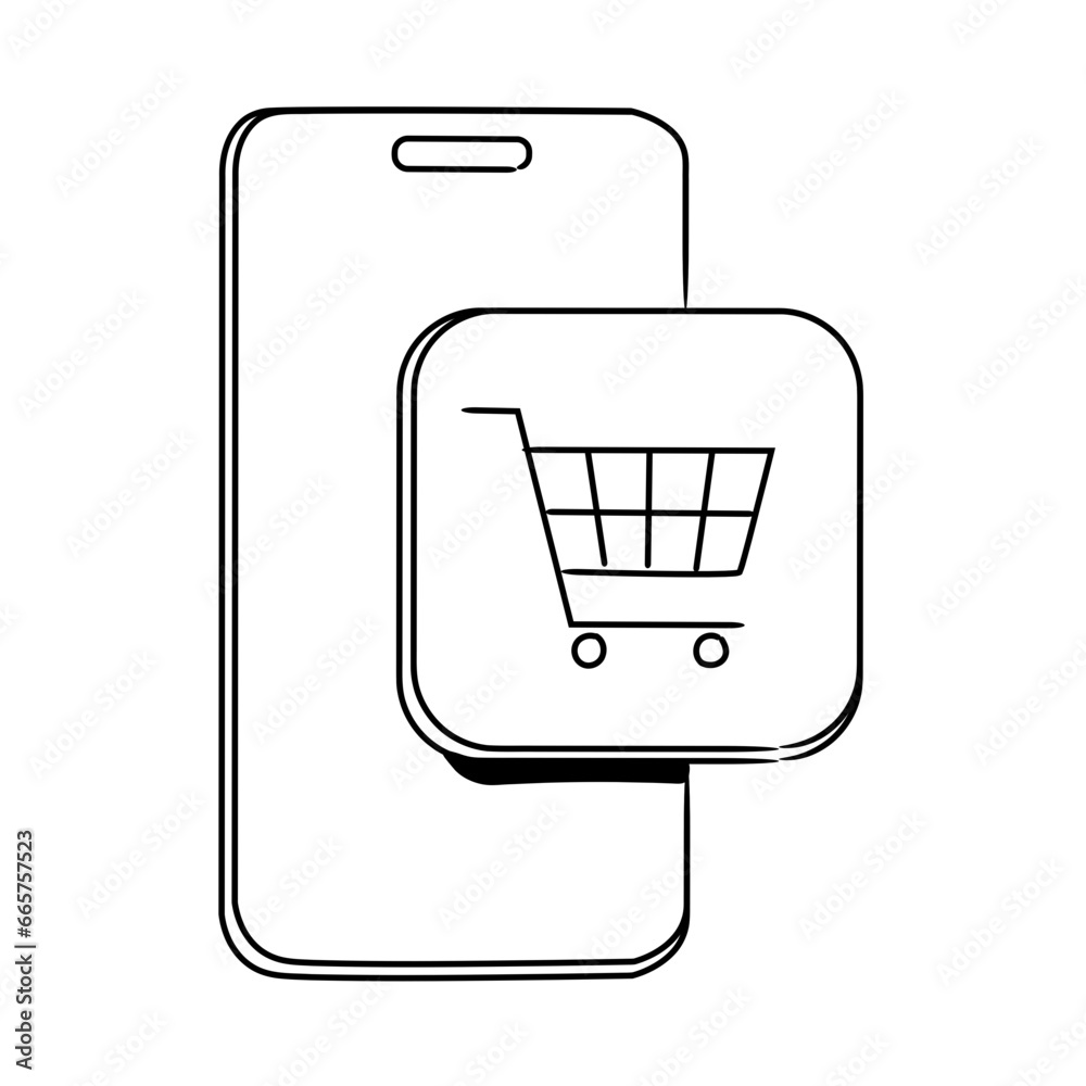 User-Friendly Shopping App Handdrawn Icon User-Friendly Shopping App Handdrawn Icon