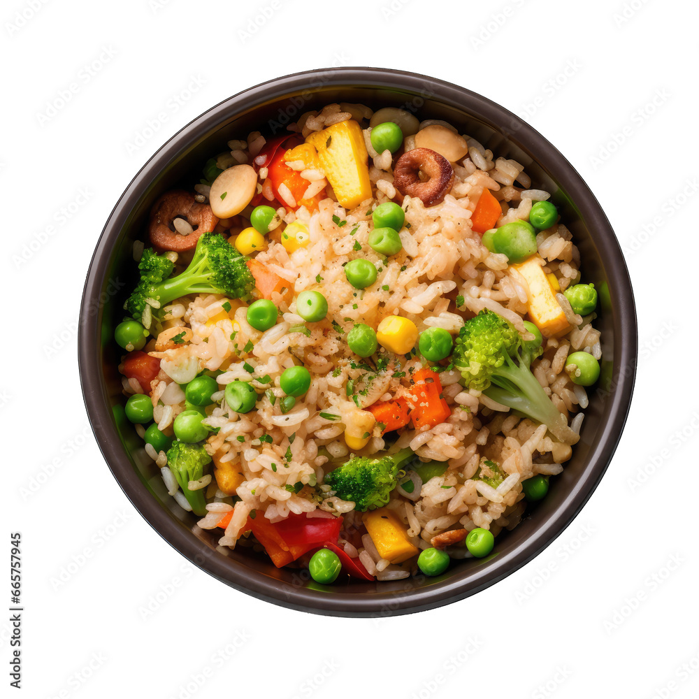 Fried Rice in Eco-friendly Bowl. Viewed from above.