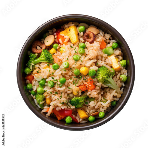 Fried Rice in Eco-friendly Bowl. Viewed from above.