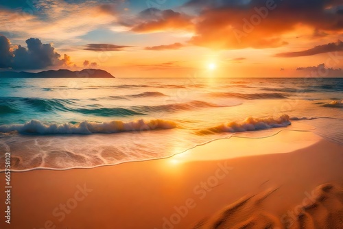 sunset on the beach generated by AI technology