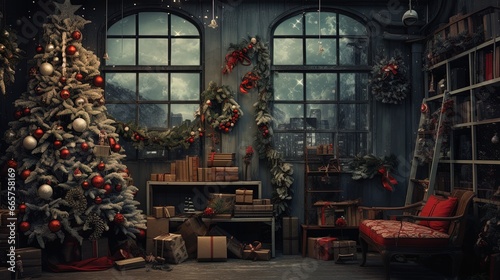 Dark aesthetic Christmas background, AI generative