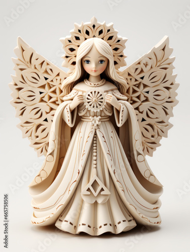 Christmas Wooden Toy Angel Generative AI