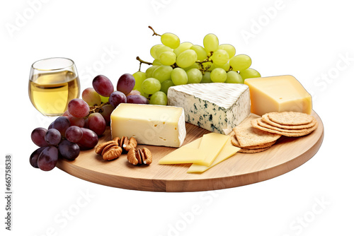 Gourmet Cheese Board with Artisan Cheeses and Grapes�Isolated on a transparent background