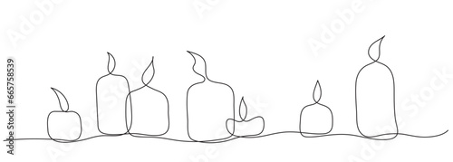 Single line vector candles graphic collection