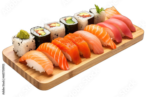 Sushi Platter with Wasabi and Pickled Ginger�Isolated on a transparent background