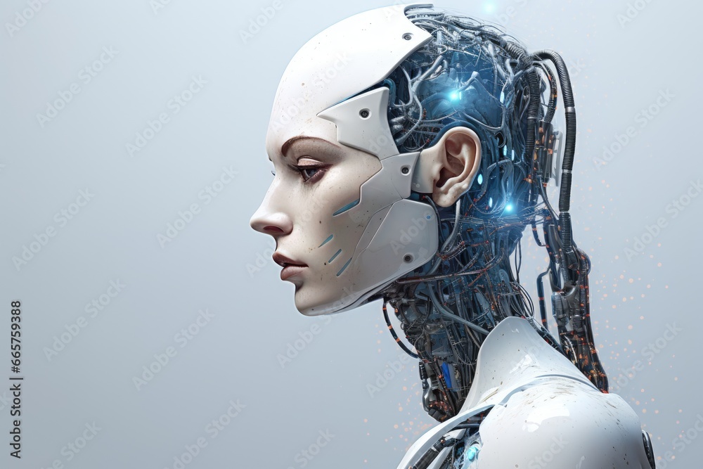 Portrait of an ai robot with white background. Futuristic technology. Portrait of an ai robot with white background. Futuristic technology.