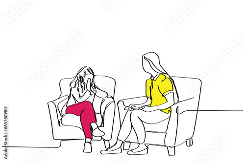 therapies illustration.  line art of psychologist's session. Self help guide. Positive psychology. Optimistic Approach to life.