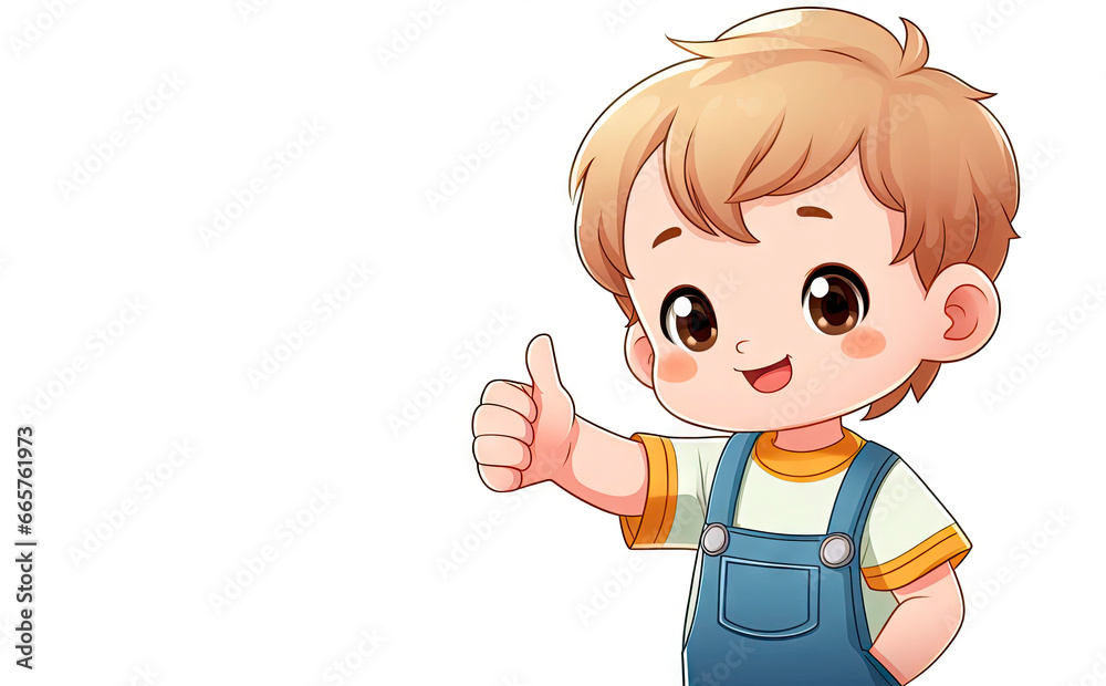 happy little boy showing thumbs up cartoon character. ai generative happy little boy showing thumbs up cartoon character. ai generative
