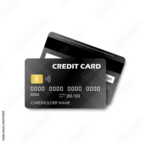 Credit Card, Debit Card or ATM Card. Vector Illustration Isolated on White Background. 