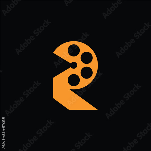 R logo with reel movie