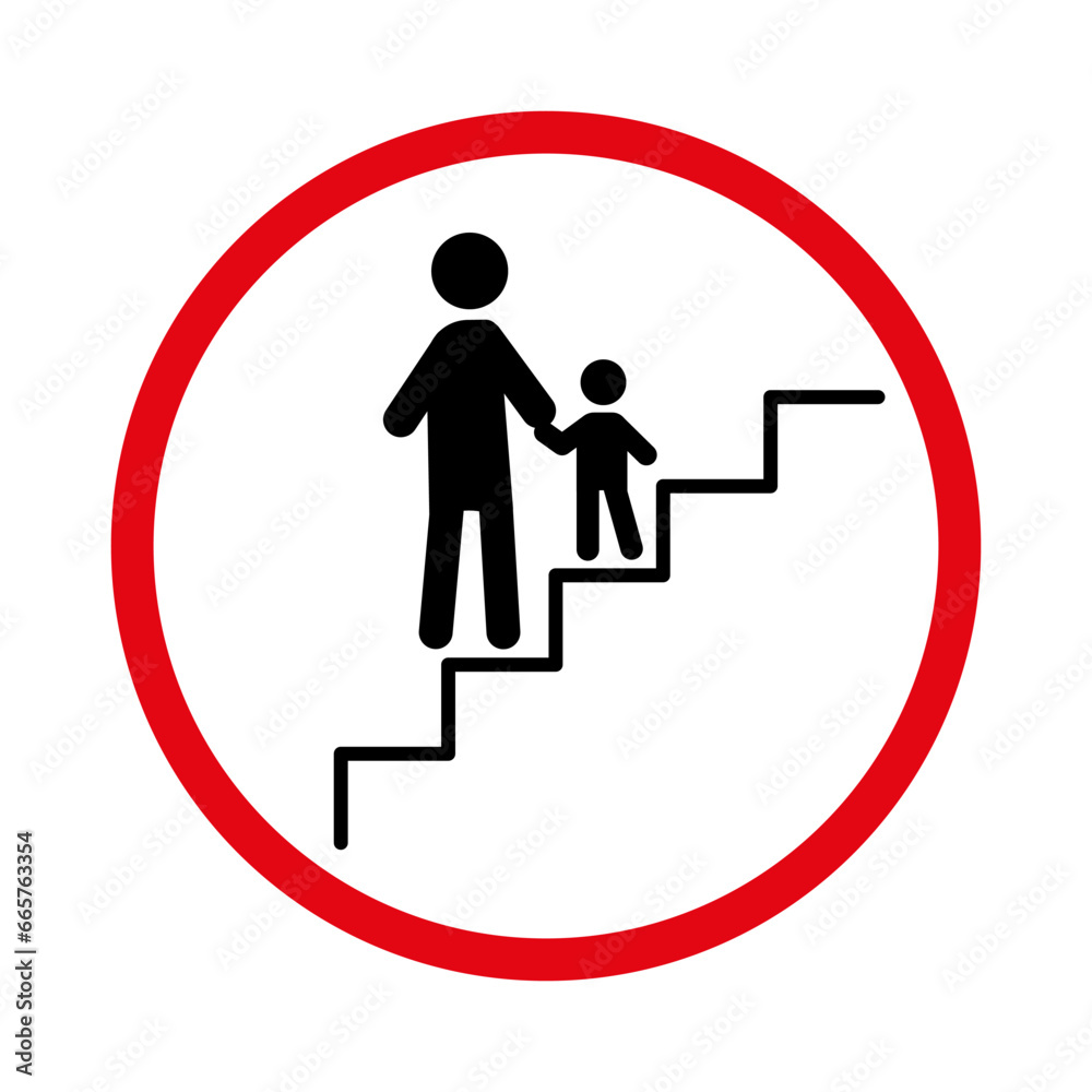 Proper transportation of children on the escalator. EPS10