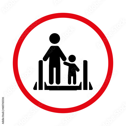 Proper transportation of children on the escalator. EPS10