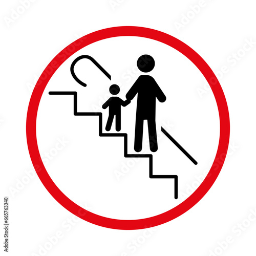 Proper transportation of children on the escalator. EPS10