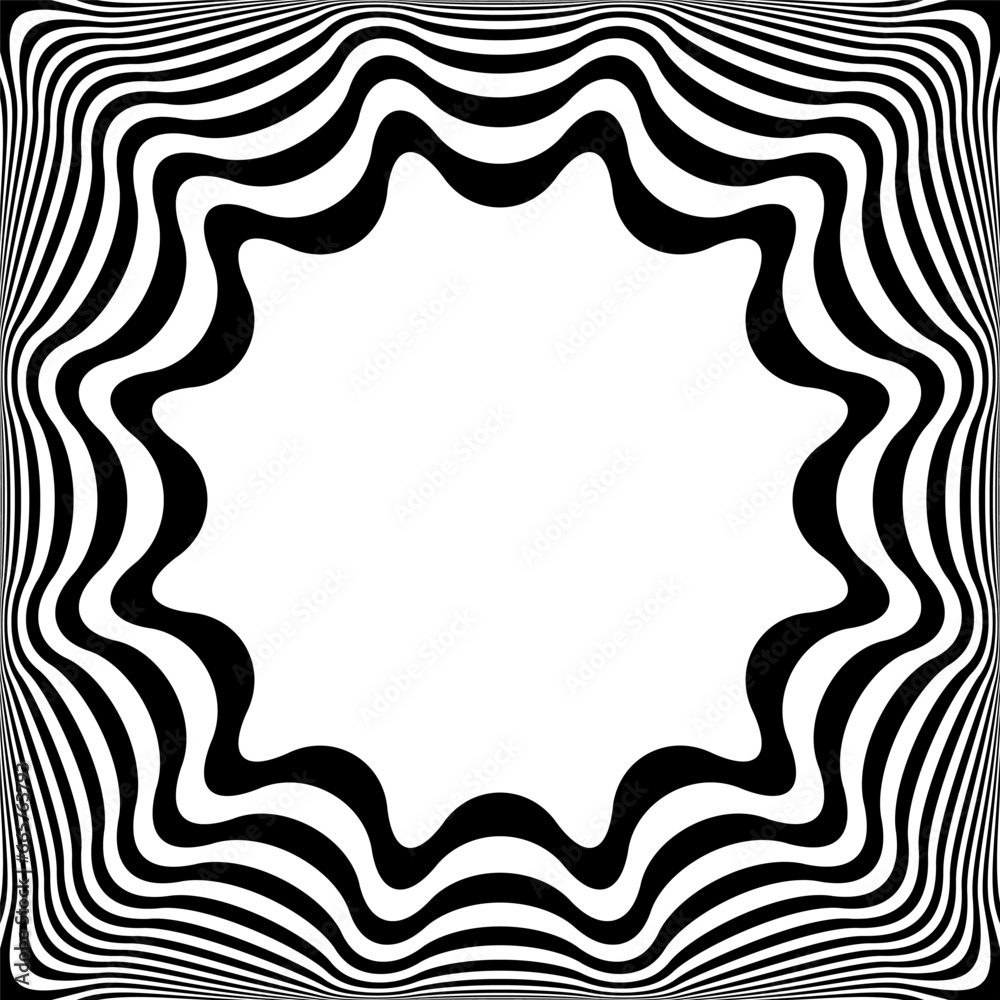 Abstract Op Art Wavy Lines Pattern for Decorative Frame with 3D Illusion Effect. Abstract Op Art Wavy Lines Pattern for Decorative Frame with 3D Illusion Effect.