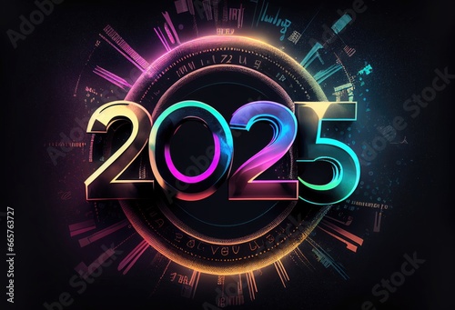 2025 Celebration Rainbow Background Generative AI