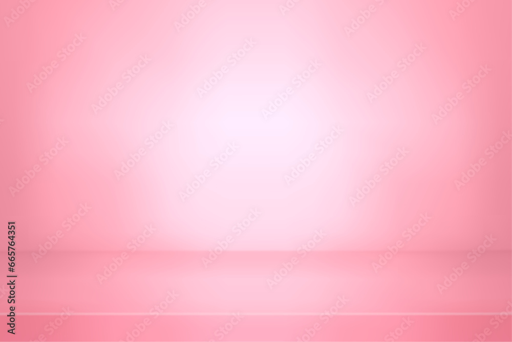 Pink color studio background. Abstract empty room with soft light for product. Simple peach backdrop. Line horizon. Gradient honey background. Texture blank wall and floor. Vector illustration Pink color studio background. Abstract empty room with soft light for product. Simple peach backdrop. Line horizon. Gradient honey background. Texture blank wall and floor. Vector illustration