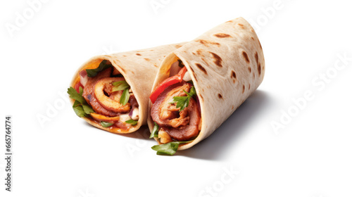 Freshly wrapped food on a clean white background, ready to be served with elegance and style