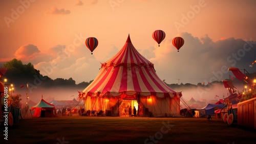 Dreamy circus tent, aerostatic hot air ballons photo