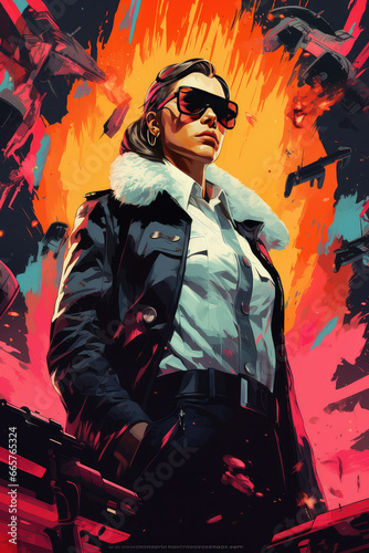 Vintage Vision: A 1970's Style Abstract Movie Poster Reflecting a Cinematic Era Through Geometric Mystique, Crafted by Generative AI