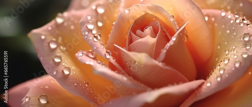A close-up of dew-kissed petals on a freshly blossomed rose