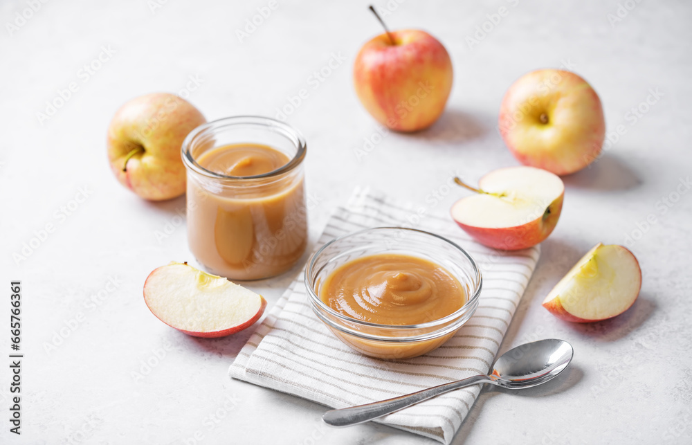 Apple puree or butter or jam in a bowl Apple puree or butter or jam in a bowl